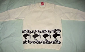 New Zealand 100% Wool Hand Knit KIWI Sweater Boy or Girl Sz 8-10 [?] - Picture 1 of 10