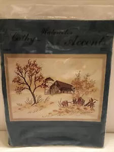 Vintage Crewel Kit von Cathy Aquarell Akzente Scheune K004 5" x 7" versiegelt Neu aus altem Lagerbestand - Bild 1 von 7