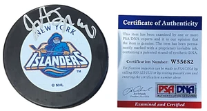JOHN SPANO SIGNED NEW YORK ISLANDERS OWNER FISHERMAN PUCK PSA/DNA COA - Picture 1 of 3