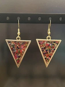 Multicolor Glas Harz Ohrhänger mit Gold Fase - Bild 1 von 3