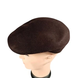 Vintage KANGOL Wool Hat Cabbie Newsboy Cap Brown Carimac England Size Large - Picture 1 of 7
