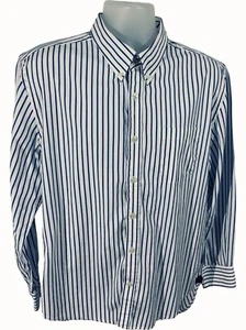 Lincs DC & Co Mens Classic Striped XL Cotton Button Down Shirt Blue White - Picture 1 of 8