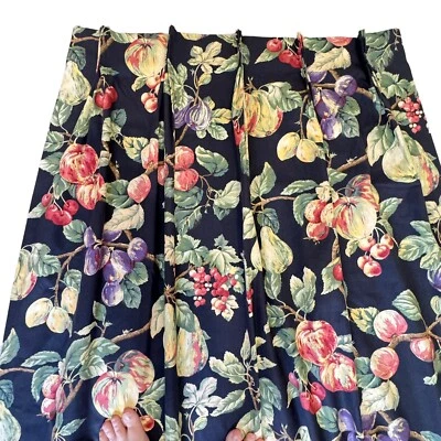 NUEVO Par de cortinas plisadas a medida vintage con estampado de frutas P Kaufman 45"x84" Foto 1 de 4