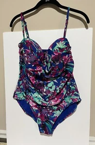 Catalina tropical Hawaiian one piece swimsuit women’s size 12–14 Purple Blue - Picture 1 of 7