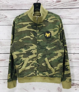 Lucky Brand Men's Bomber Jacket Size L Fleece Camo Full Zip Pockets - Picture 1 of 7