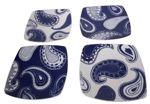 Juego de 4 platos cuadrados de aperitivo con diseño de cachemira azul y blanco World Market de 6,5" - Imagen 1 de 12