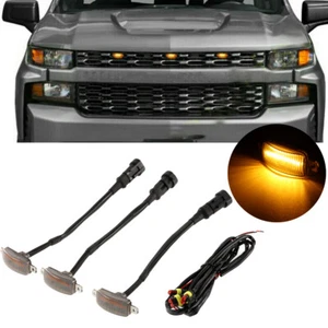 3x Smoked Lens Amber LED Front Grille Running Lights Pickup SUV Raptor Style USA - Picture 1 of 7