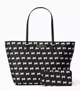KATE SPADE Schleife Tragetasche + Neda Geldbörse Reißverschluss Wilson Road Margareta schwarz - Bild 1 von 7