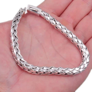 31g 9,5" 24,2cm Griechischer Stil Handwerk Gewebt 925 Sterling Silber Herren Armband - Bild 1 von 12