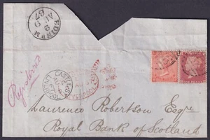 1867 4d Pl 9 radiocontrol + 1d CJ registrado Liverpool a Edimburgo parte cubierta corona roja - Imagen 1 de 1