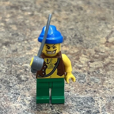 LEGO pi107 Pirate Vest Anchor Tattoo Green Legs Gold Tooth Blue Bandana - Image 1 of 4