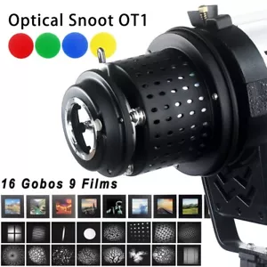Focalized Optical Snoot Bowens Mount With 16 Gobos for Studio Photography - Picture 1 of 12