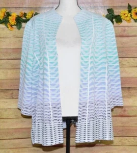 NWT Ming Wang Knit Pastel Stripe Cardigan Women´s 2X Office Work Church Easter - Picture 1 of 14