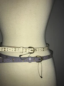 NEW Free People Skinny Laser Cut Studded Leather Belt Size S/M M/L - Picture 1 of 5