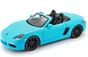 1:24 Porsche Boxster 718 by Bburago in Blue 18-21087BL Model Car - Picture 1 of 1