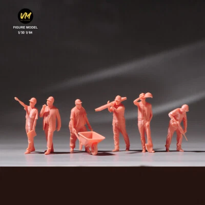 6pcs 1/50 Truck Workers Construction Scene Prop Figurine Dolls Fit Cars vehicle - Image 1 of 4