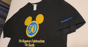 Walt Disney World ~50th HAPPIEST CELEBRATION ON EARTH~ Black Henley Shirt XXL - Picture 1 of 3