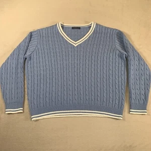 Brandy Melville Sweater Womens One Size Cable Knit Cricket Jumper Tennis V-Neck - Picture 1 of 12