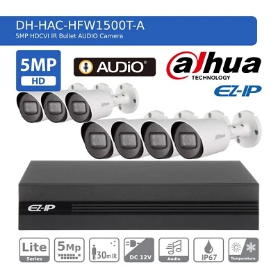 DAHUA CCTV SYSTEM HDMI 8 CH DVR DOME VISIONE NOTTURNA TELECAMERE AUDIO ESTERNE KIT COMPLETO - Immagine 1 di 4