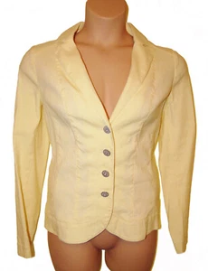 M&S Per Una Womens Linen Mix Jacket size 16 in Yellow Stretch Bnwt - Picture 1 of 3