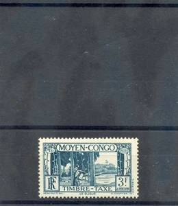 CONGO MEDIO SC J33 (YT T33)**VF NH 1933 3F BLU VERDE, POSTA DOVUTA, VALORE MASSIMO, $65 - Foto 1 di 1