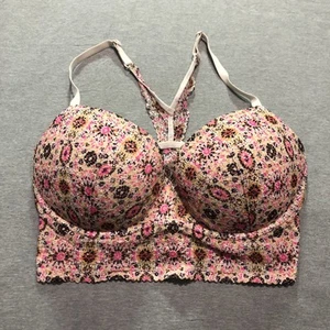 Reggiseno Victoria Secret donna 36D pizzo floreale spaghetti rosa - Foto 1 di 8