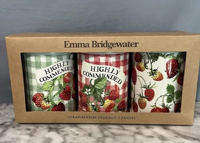 Juego de 3 latas de almacenamiento de fresas Emma Bridgewater nuevas en caja Foto 1 de 3