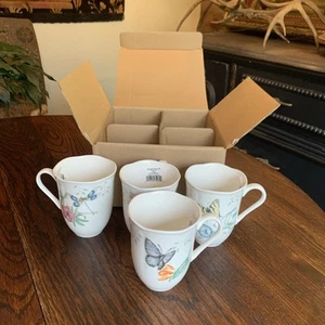 Set of 4 Lenox Butterfly Meadow 4 1/4"H Coffee Mugs Cups ~ NEW W/ TAGS BOXED - Picture 1 of 19