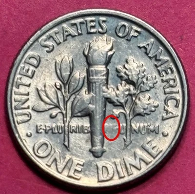 1991-D Strike Through Grease Error Reverse Roosevelt Dime (1240) - Image 1 of 4