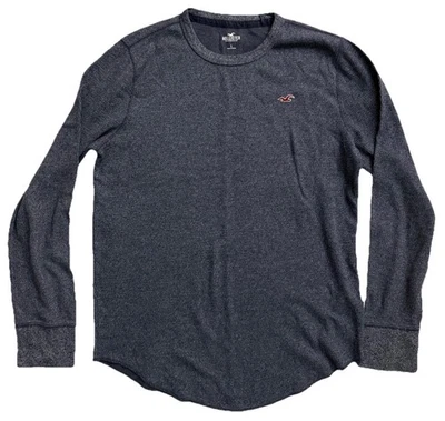 Hollister Para Hombre L Pullover Manga Larga Cuello Redondo Sudadera Gris Jaspeado Logo Foto 1 de 4
