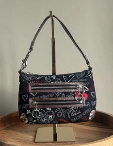 ❤️Vintage Coach Poppy Graffiti Luxe Glam Shoulder Bag- red, black and silver - Picture 1 of 12