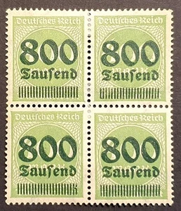Germany Stamps 1923 Inflation Prov 800000 on 400 block of 4 SG298 MI306 MM - Picture 1 of 2