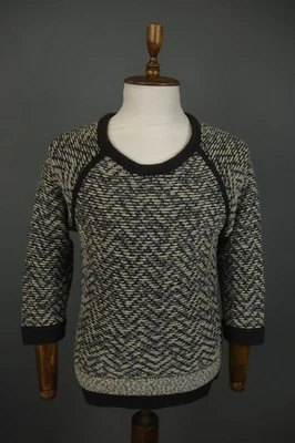 RAG & BONE New York Beige Black Wool Knitted Long Sleeve Pullover Sweater Size S - Image 1 of 4