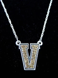 VANDERBILT University Commodores CRYSTAL PENDANT NECKLACE rhinestone jewelry - Picture 1 of 4