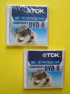 (2) TDK Camcorder 30 Minuten DVD-R leere Discs 1,4 gb beschreibbar/werkseitig versiegelt - Bild 1 von 2