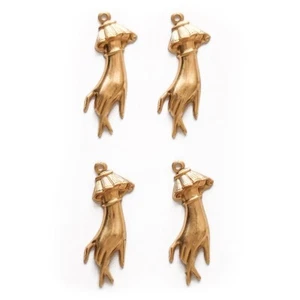 4 Stck. Elegant Viktorianisch Hand Charm Anhänger mit Rüschenärmel Rohmessing Vintage - Bild 1 von 4
