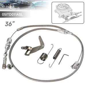 Universal Stainless Steel 36" Throttle Gas Cable & Spring Set Street Hot Rod  - Picture 1 of 10