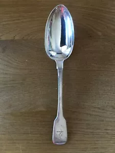 SOLID SILVER TABLE SPOON - SERVING SPOON FIDDLE PATTERN YORK 1837 - Picture 1 of 4