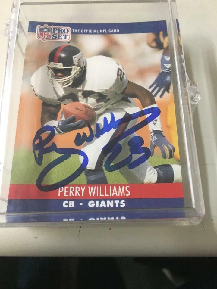 1990 PRO SET  AUTOGRAPHED PERRY WILLIAMS ROOKIE CARD  NY GIANTS RARE - Image 1 of 1