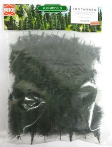 BNIB OO / HO BUSCH 6499 100 BUDGET FIR TREES 60mm - 110mm MODEL RAILWAY SCENERY - Picture 1 of 2