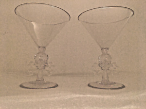 Skull and Crossbones Clear Plastic Martini Glasses 2pc set