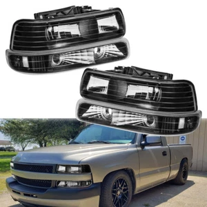 Conjunto de faros delanteros para Chevrolet Suburban Tahoe Silverado carcasa negra - Imagen 1 de 11