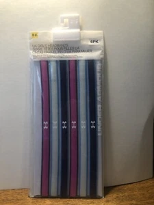 NWT Under Armour Girls Graphic Elastic Headbands Blue Flannel/Sky Blue 6-Pack - Picture 1 of 3