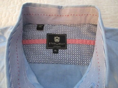 Camisa de hombre Steel & Jelly abotonada manga larga XL azul claro con contraste Foto 1 de 4