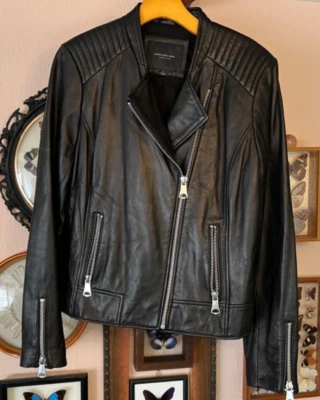 Marc New York Andrew Marc Women Quilted Moto Leather Jacket Black Sz L - Image 1 of 4