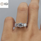2 Carat Trilogy Diamond Engagement  Ring Round Cut 14K White Gold Lab Grown