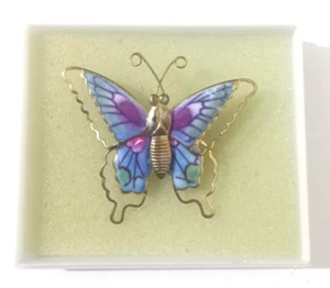 Schmetterling Brosche - Gold Metall, bunte Emaille - 4,5 cm, Vintage - Bild 1 von 1