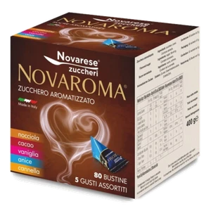 NOVAROMA ZUCCHERO AROMATIZZATO 80 BUSTINE da 5g GUSTI ASSORTITI - Photo 1/3