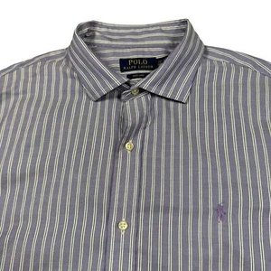 Ralph Lauren Shirt Men's XL Button Down Easy Care Purple Striped Casual Preppy - Picture 1 of 8