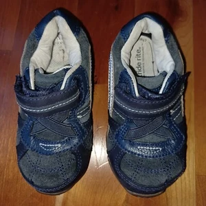 Stride Rite Declan Leather Sneaker Shoe toddler sz 6W 6 Blue no-tie lace boy - Picture 1 of 7